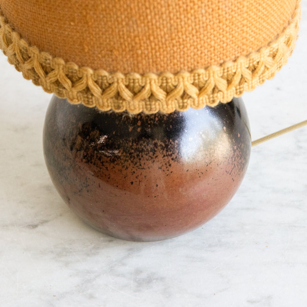 Petite Stoneware Lamp with Burlap Shade