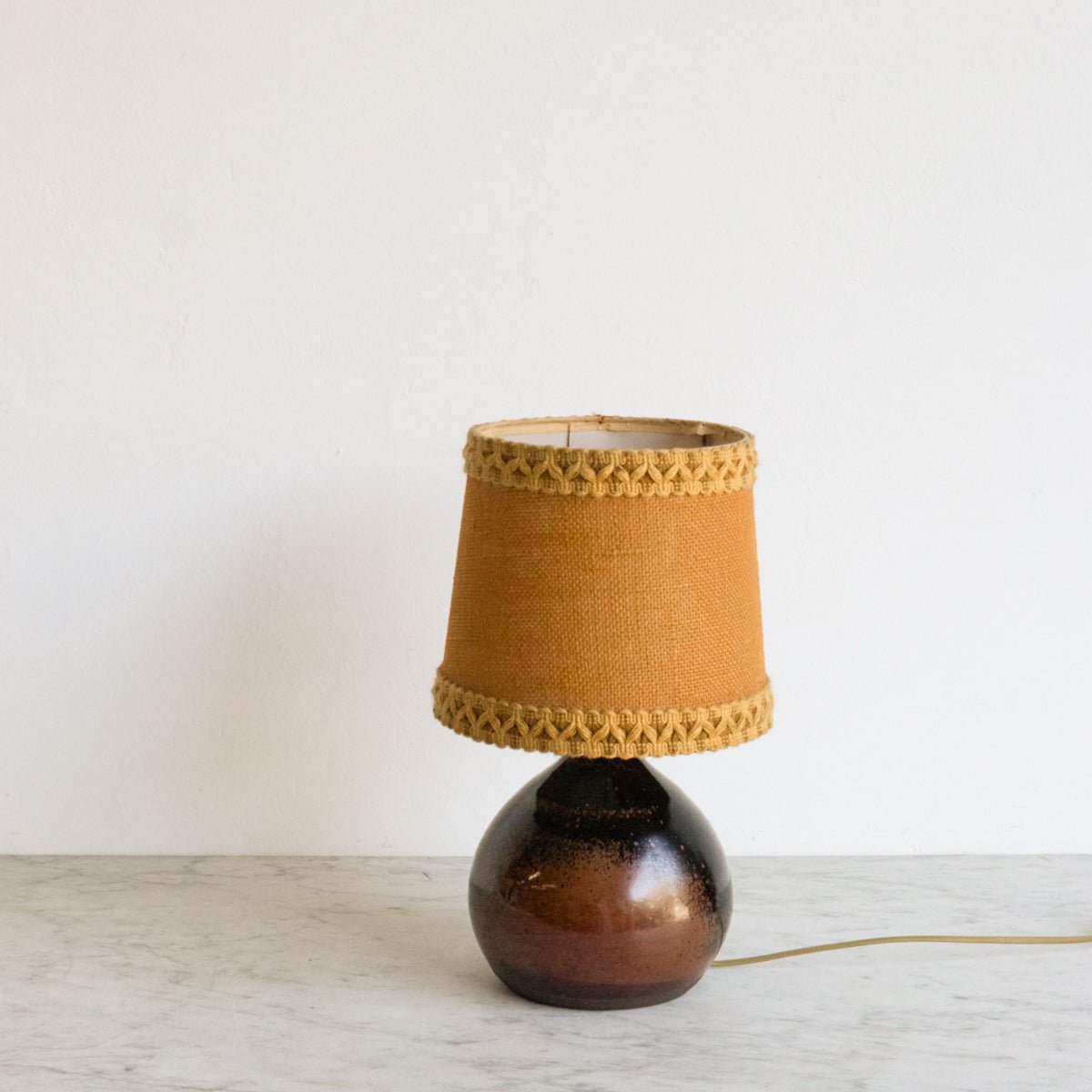 Petite Stoneware Lamp with Burlap Shade