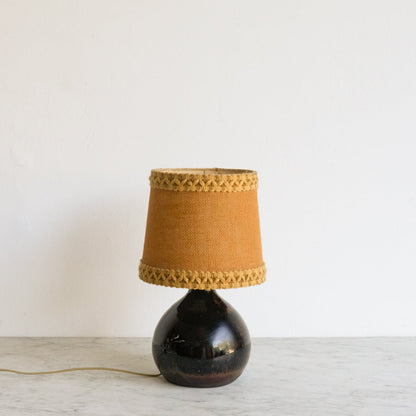 Petite Stoneware Lamp with Burlap Shade
