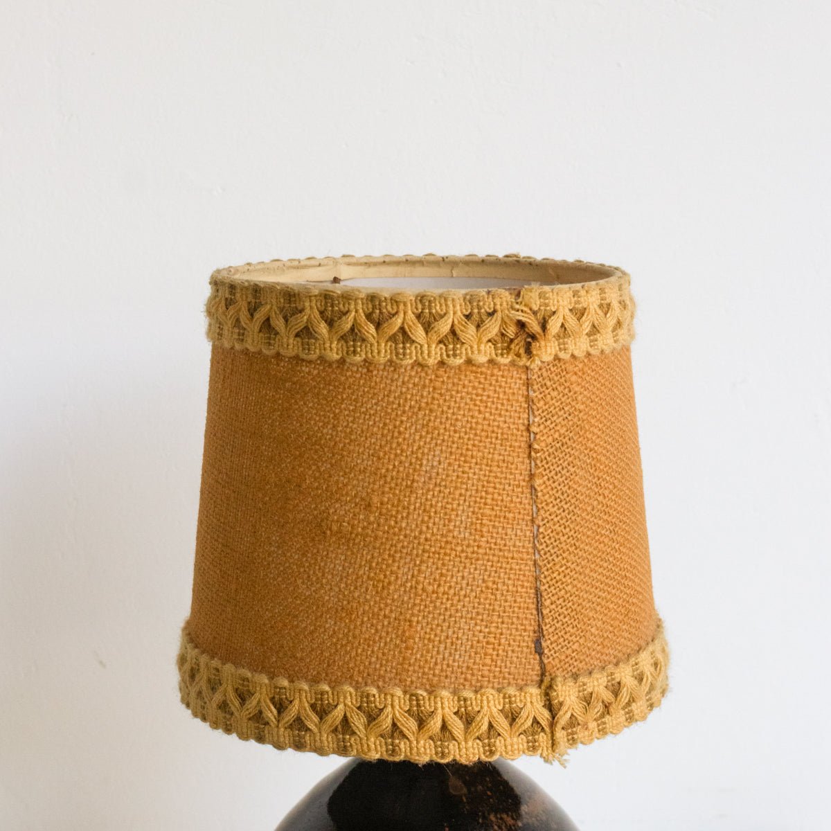 Petite Stoneware Lamp with Burlap Shade
