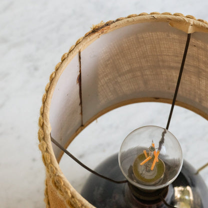 Petite Stoneware Lamp with Burlap Shade
