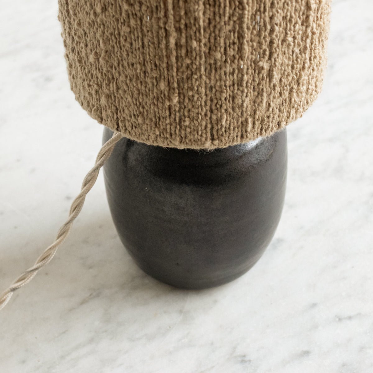 Petite Stoneware Lamp with Hemp Shade