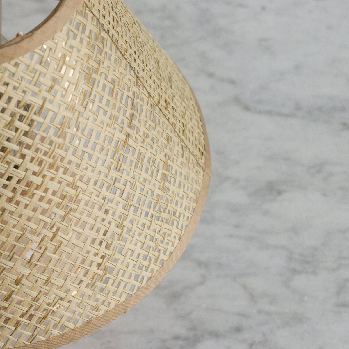 Pink Glass Lamp with Woven Shade