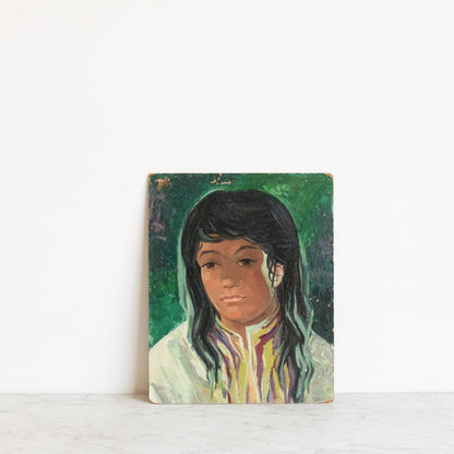 Portrait of Young Girl with Fringe Oil Painting