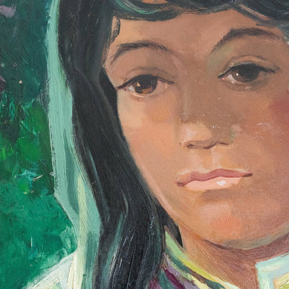 Portrait of Young Girl with Fringe Oil Painting