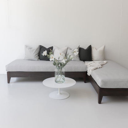 Reclaimed Wood Moroccan Lounger with Ticking Cushion | Floor Sample