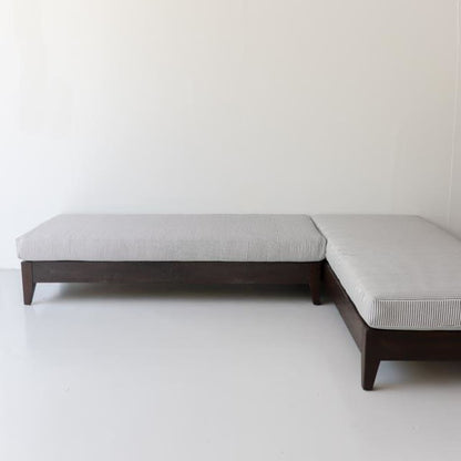 Reclaimed Wood Moroccan Lounger with Ticking Cushion | Floor Sample