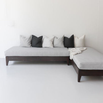 Reclaimed Wood Moroccan Lounger with Ticking Cushion | Floor Sample