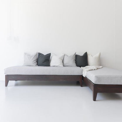 Reclaimed Wood Moroccan Lounger with Ticking Cushion | Floor Sample