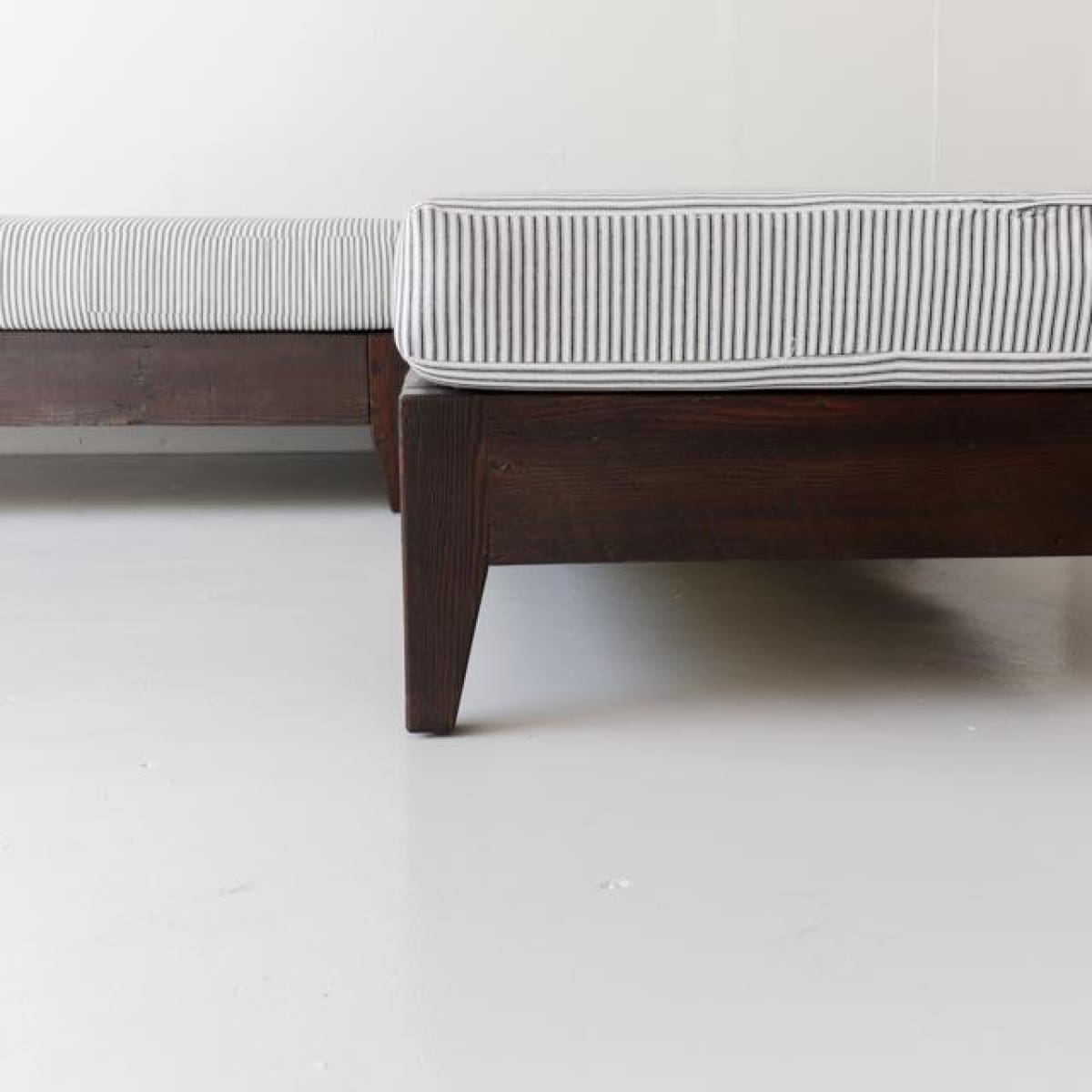 Reclaimed Wood Moroccan Lounger with Ticking Cushion | Floor Sample