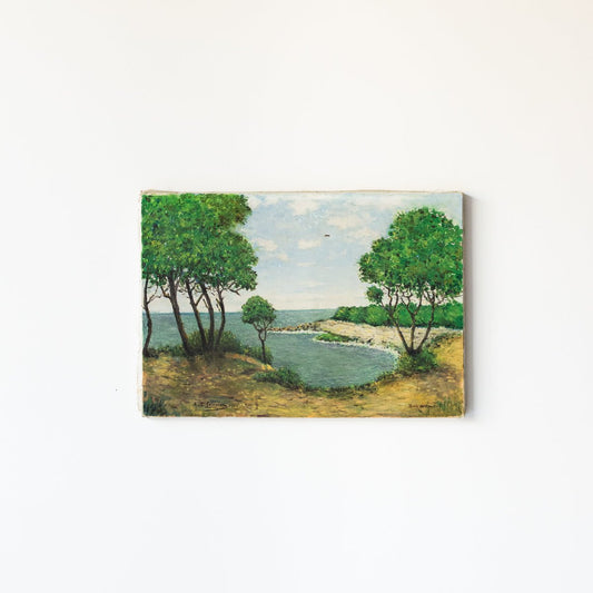 Seascape With Leafy Trees Oil Painting