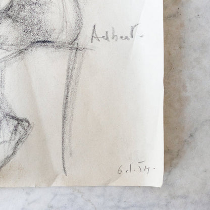 Seated Figure Charcoal Drawing