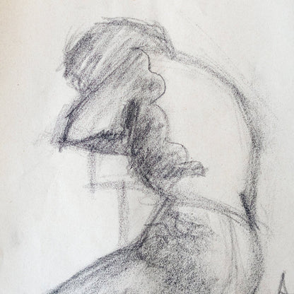 Seated Figure Charcoal Drawing