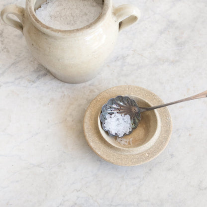 Stamped Stoneware Crock With Lid