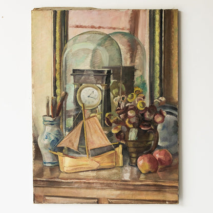 Still Life With Clock Oil Painting