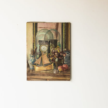 Still Life With Clock Oil Painting