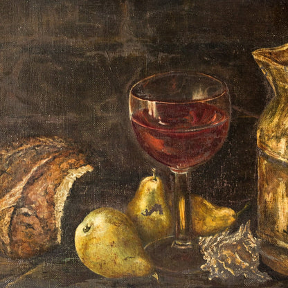 Still Life With Wine And Pears Oil Painting