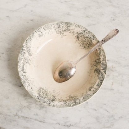 Transferware Serving Bowl & Christofle Serving Spoon