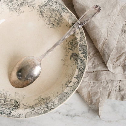 Transferware Serving Bowl & Christofle Serving Spoon