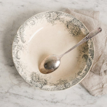 Transferware Serving Bowl & Christofle Serving Spoon