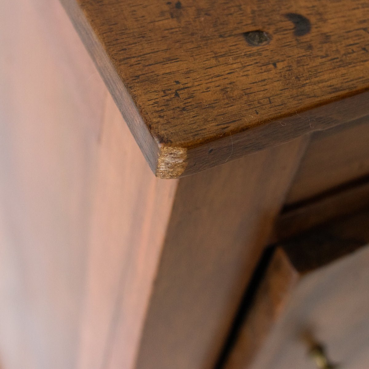 Vintage Bedside Table With Book-Matched Face
