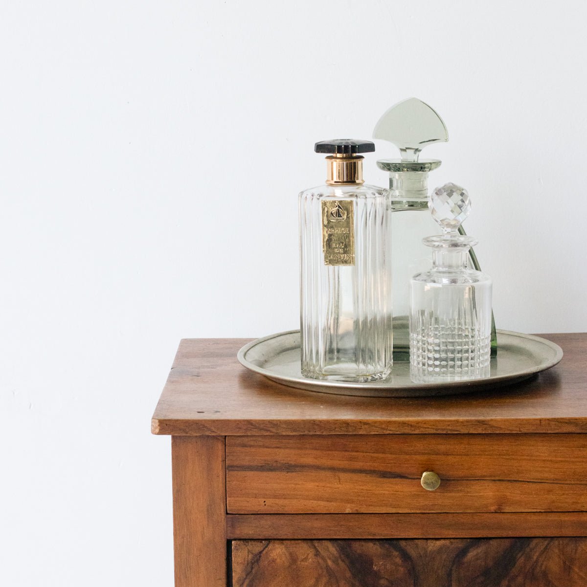 Vintage Bedside Table With Book-Matched Face