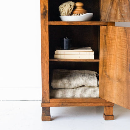 Vintage Bedside Table With Book-Matched Face