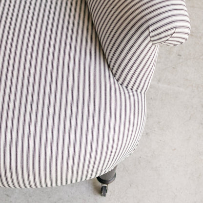 Vintage Napoleon Arm Chair | Black Ticking Stripe