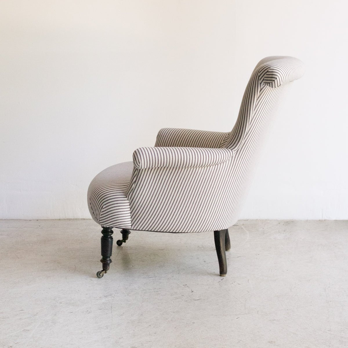Vintage Napoleon Arm Chair | Black Ticking Stripe