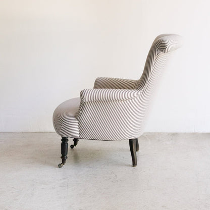 Vintage Napoleon Arm Chair | Black Ticking Stripe