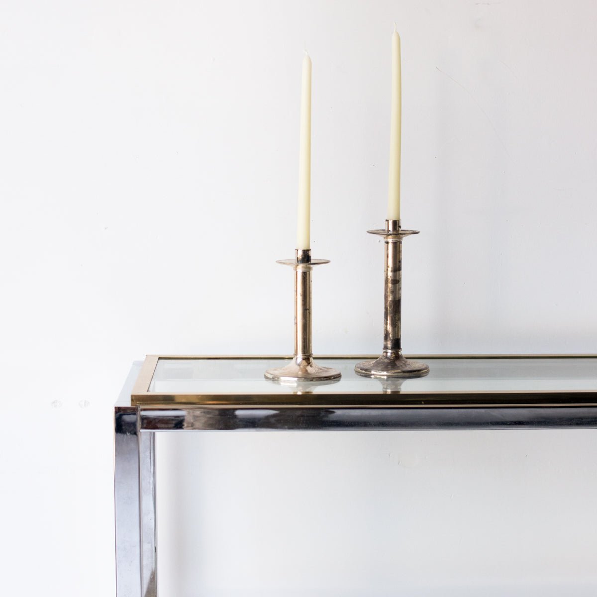 Vintage Nickel & Brass Console